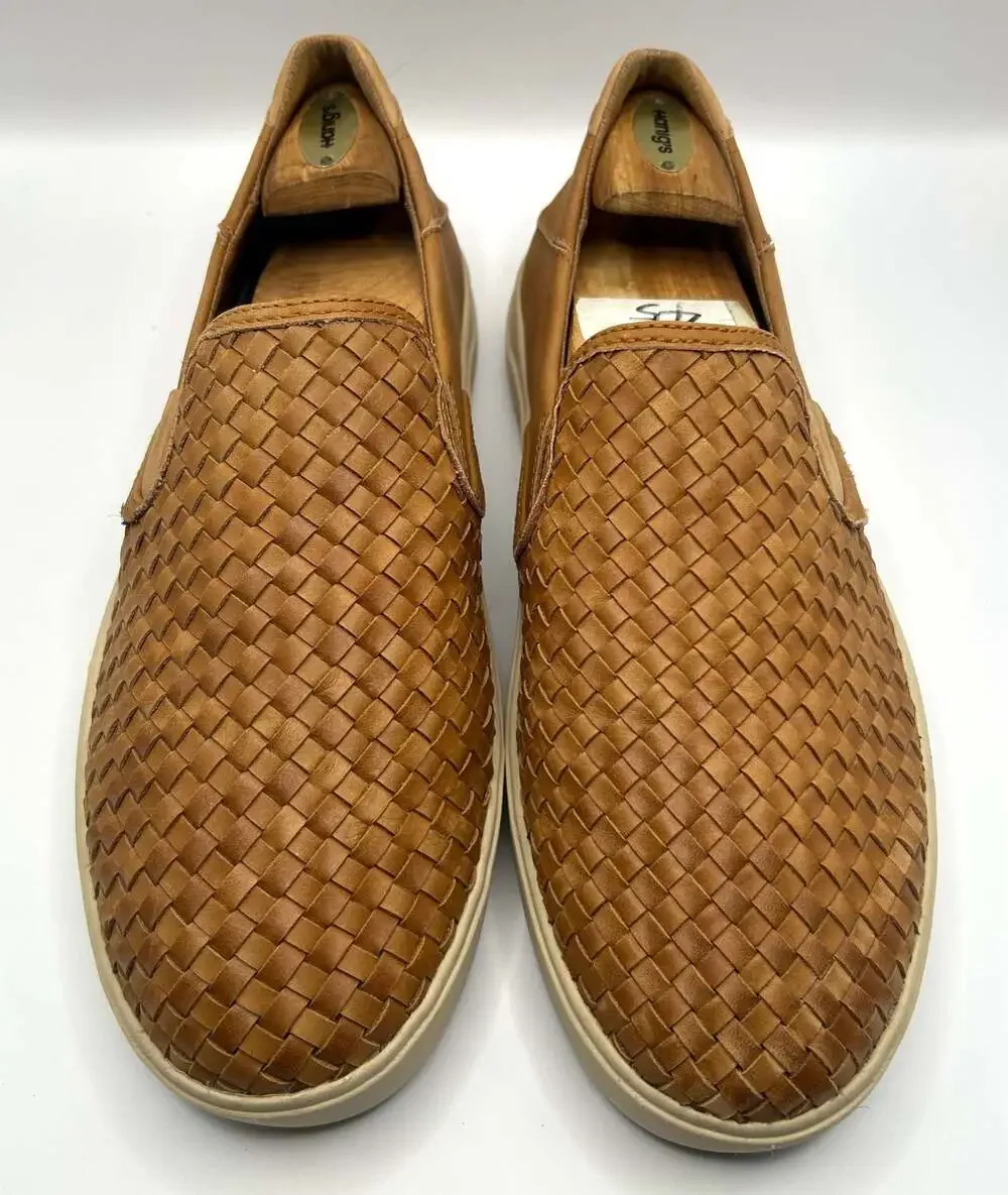 OluKai Lae'ahi Lauhala Men's Woven Leather Slip-On Shoes - Fox Color